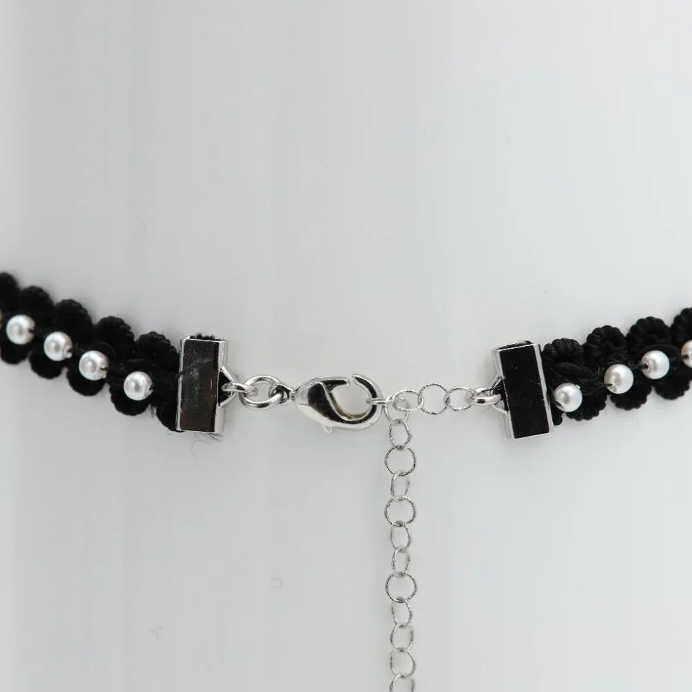 Fancy Black Choker Pearl Chokers adjustable - Picture 3 of 9